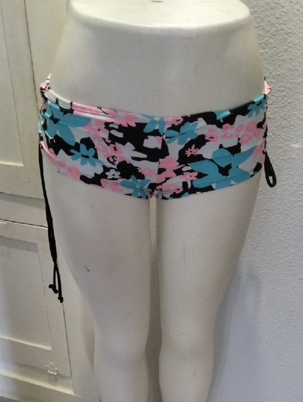 Joe Boxer Swim Bottoms in Aqua & Black with Pink Accent